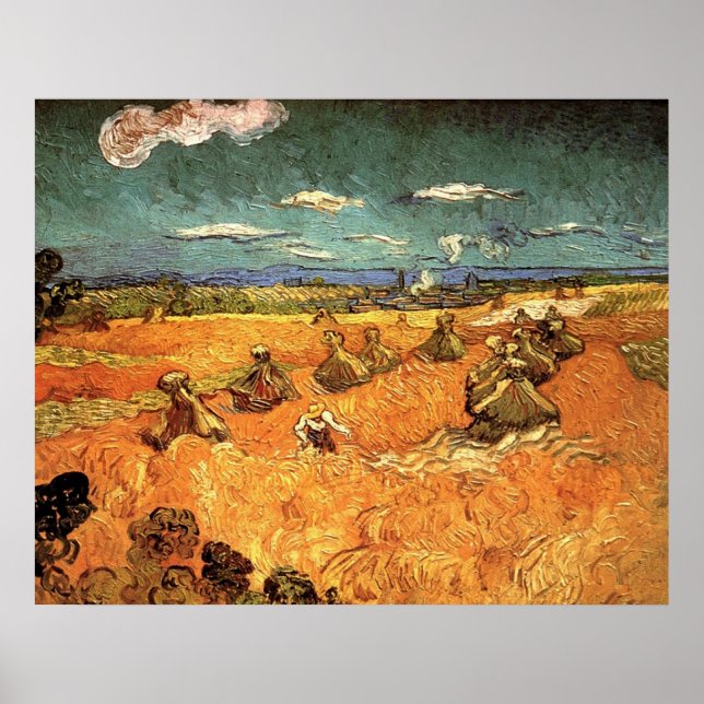 wheat Stacks with Reaper by Vincent van Gogh Poster (Front)