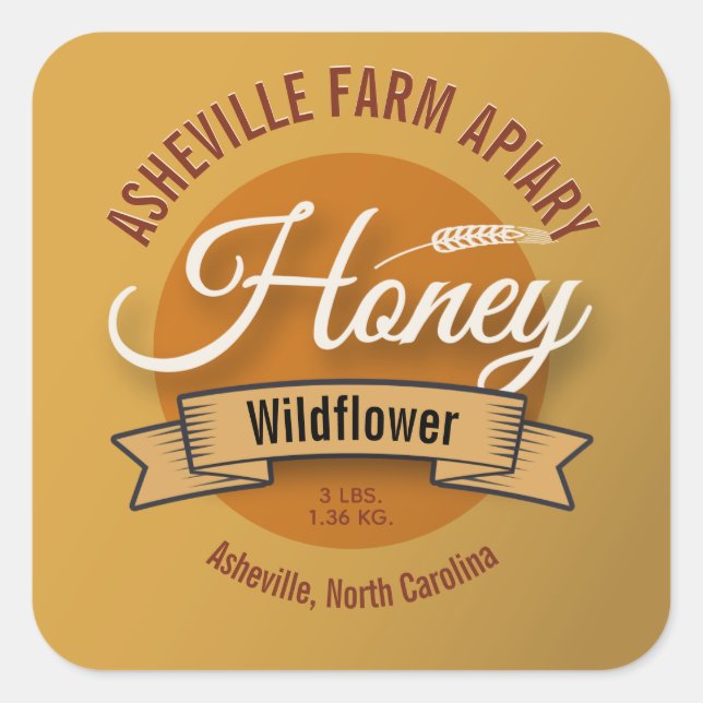 Wheat Stalk Custom Honey Jar Labels (Front)