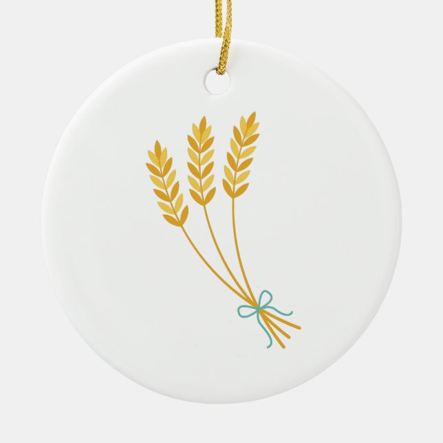 Wheat Stalks Ceramic Tree Decoration (Front)