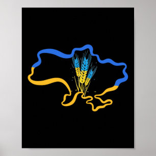 Wheat Ukraine Land Yellow Blue Flag Symbol Uni Aut Poster
