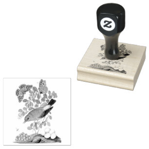 Wheatear, Cowberry Fly Vintage Scrapbooking Rubber Stamp