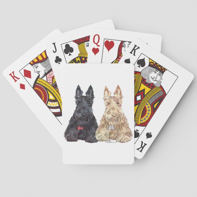 Wheaten and Black Scottie Dogs Playing Cards (Back)