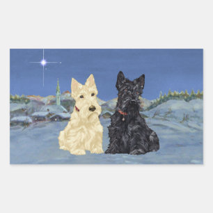 Wheaten Black Scotties Christmas Rectangular Sticker