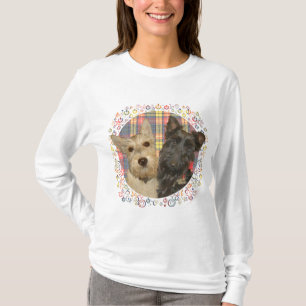 Wheaten & Black Scotties on Tartan T-Shirt