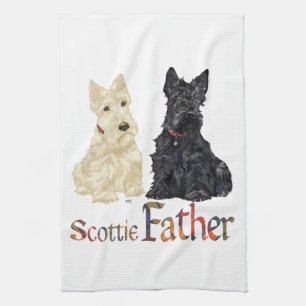 Wheaten & Black Scottish Terriers Father Tea Towel