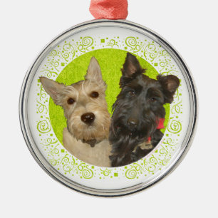 Wheaten & Black Scottish Terriers Metal Tree Decoration