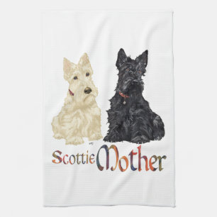 Wheaten & Black Scottish Terriers Mother Tea Towel