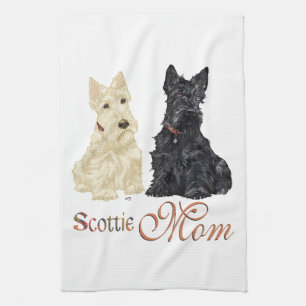 Wheaten & Black Scottish Terriers Mum Tea Towel