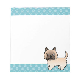 Wheaten Cairn Terrier Cartoon Dog & Blue Borders Notepad