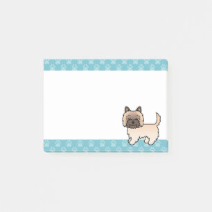 Wheaten Cairn Terrier Cartoon Dog & Blue Borders Post-it Notes