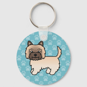 Wheaten Cairn Terrier Cartoon Dog On Blue Key Ring
