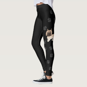 Wheaten Cairn Terrier Cartoon Dog With Paws Black Leggings