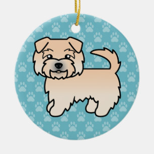 Wheaten Norfolk Terrier Cartoon Dog Artwork Blue Ceramic Tree Decoration