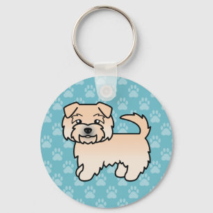 Wheaten Norfolk Terrier Cartoon Dog Illustration Key Ring
