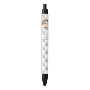 Wheaten Norfolk Terrier Cartoon Dog & Name Black Ink Pen
