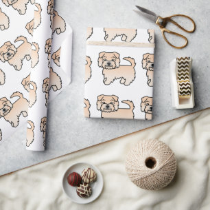 Wheaten Norfolk Terrier Cartoon Dog Pattern Wrapping Paper
