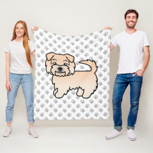 Wheaten Norfolk Terrier Cartoon Dog & Paws Fleece Blanket