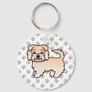 Wheaten Norfolk Terrier Cartoon Dog & Paws Key Ring