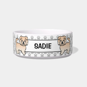 Wheaten Norfolk Terrier Cartoon Dogs & Name Bowl