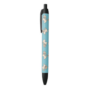 Wheaten Norfolk Terrier Dog Pattern On Blue Black Ink Pen