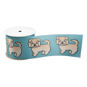 Wheaten Norfolk Terrier Dogs In A Row On Blue Satin Ribbon