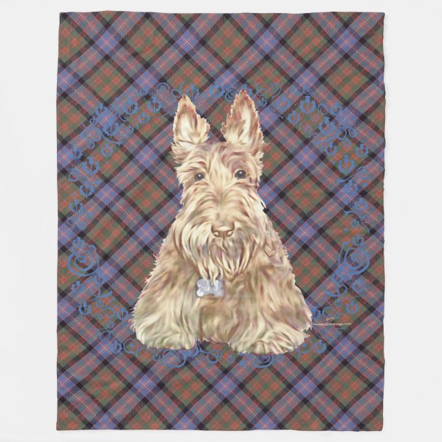 Wheaten Scottie Tartan Fleece Blanket (Front)