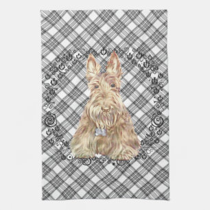 Wheaten Scottie Tartan Tea Towel