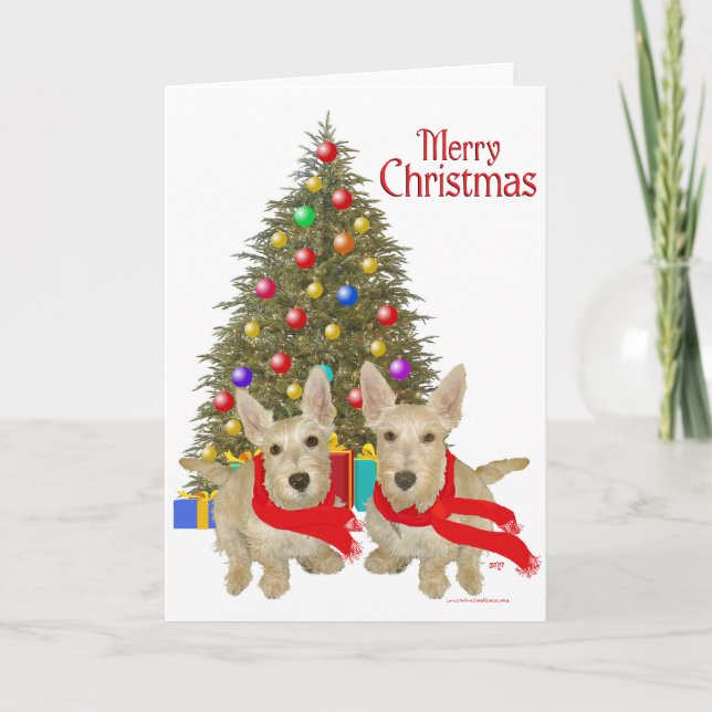 Wheaten Scottish Terrier Chirstmas Holiday Card (Front)