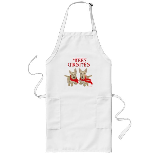 Wheaten Scottish Terrier Chirstmas Long Apron (Front)