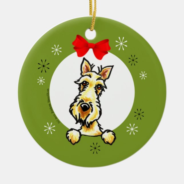 Wheaten Scottish Terrier Christmas Classic Ceramic Tree Decoration (Front)