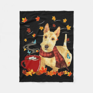 Wheaten Scottish Terrier - Fall - Chocolate - Hot  Fleece Blanket