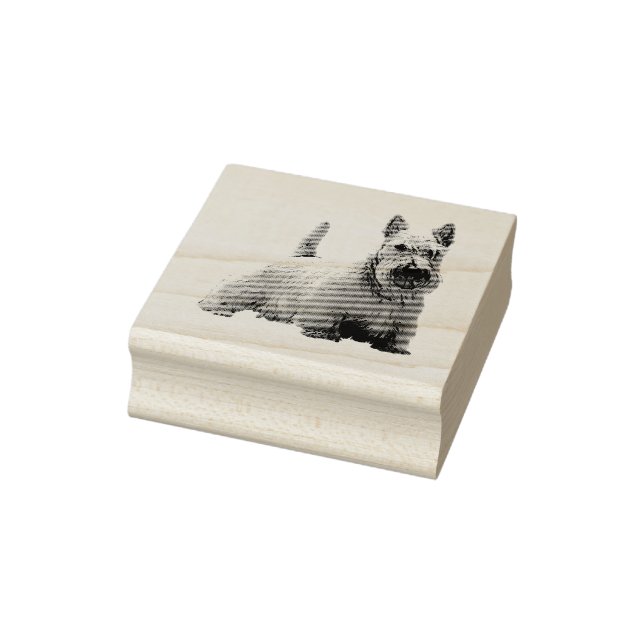 Wheaten Scottish terrier happy/front-sitting view Rubber Stamp (Stamp)