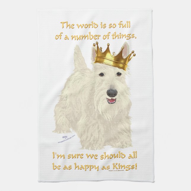Wheaten Scottish Terrier King Tea Towel (Vertical)