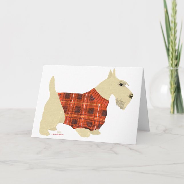 Wheaten Scottish Terrier Sweater Holiday Card (Front)