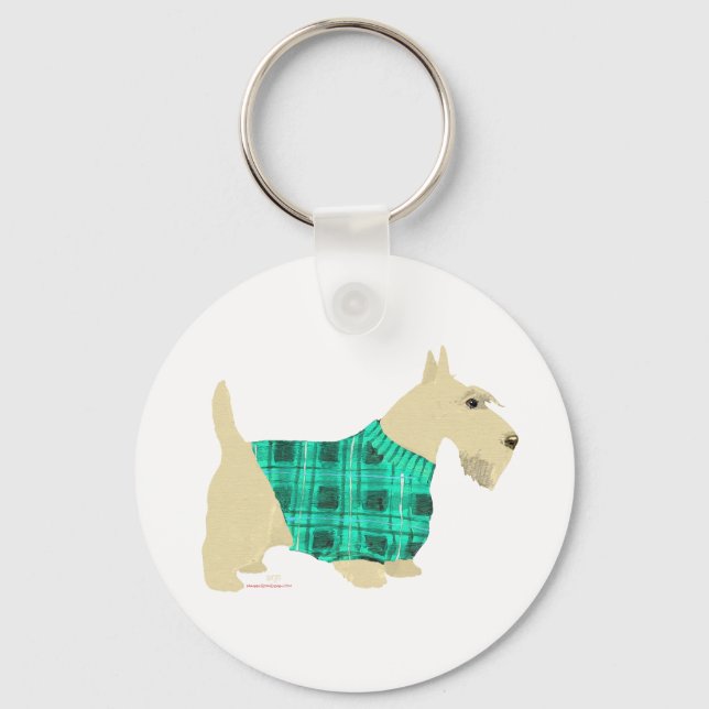 Wheaten Scottish Terrier Sweater Key Ring (Front)
