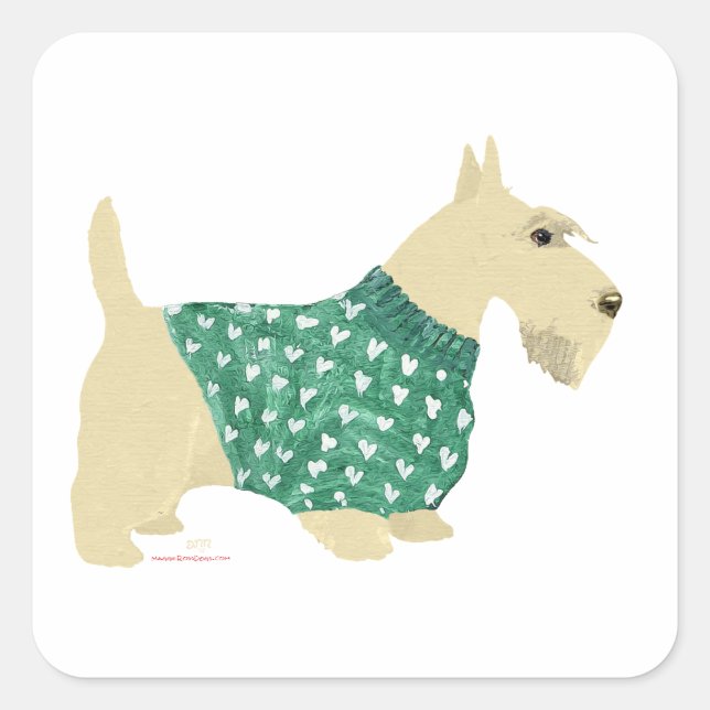 Wheaten Scottish Terrier Sweater Square Sticker (Front)