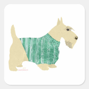 Wheaten Scottish Terrier Sweater Square Sticker