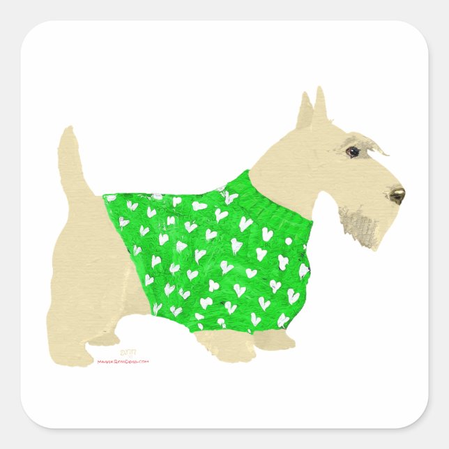 Wheaten Scottish Terrier Sweater Square Sticker (Front)
