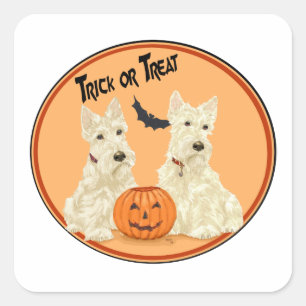 Wheaten Scottish Terriers Halloween Square Sticker