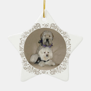 Wheaten Terrier and Havanese Ceramic Tree Decoration