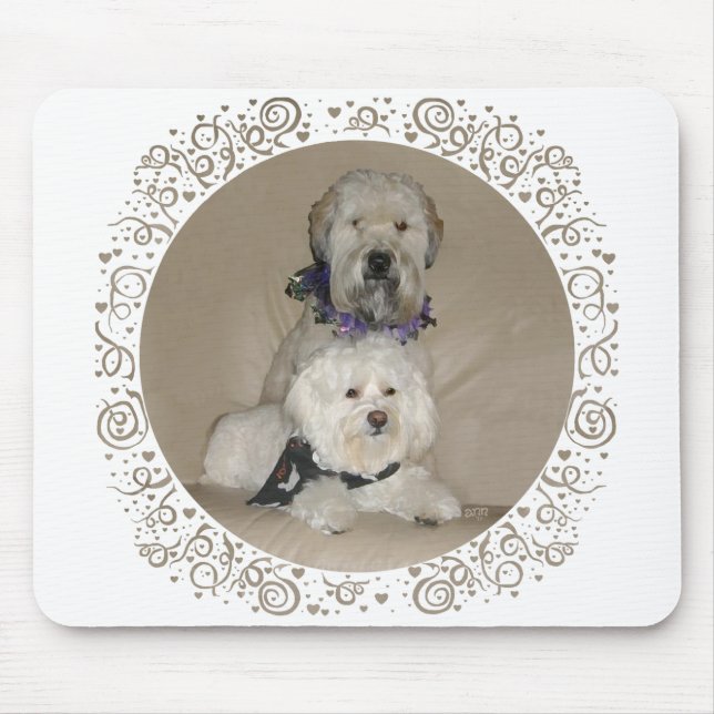 Wheaten Terrier and Havanese Mouse Mat (Front)