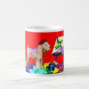 Wheaten Terrier Artist (Red Bkgd) Coffee Mug