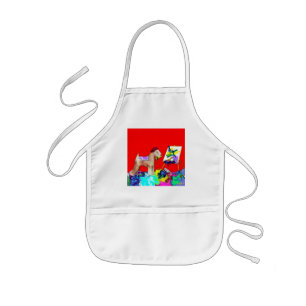 Wheaten Terrier Artist (Red Bkgd) Kids Apron