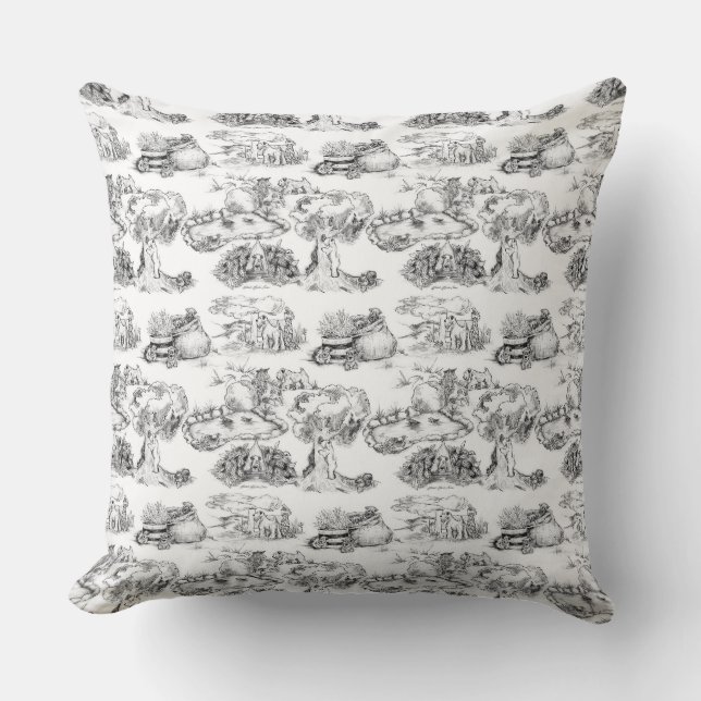 WHEATEN Terrier Black Toile & Gingham Cushion (Front)