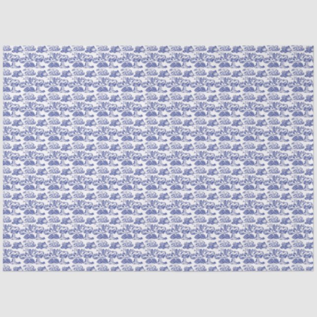 WHEATEN Terrier Blue Toile Tissue Paper (Front)