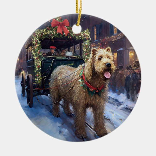 Wheaten Terrier Christmas Festive Season Ceramic Tree Decoration (Front)
