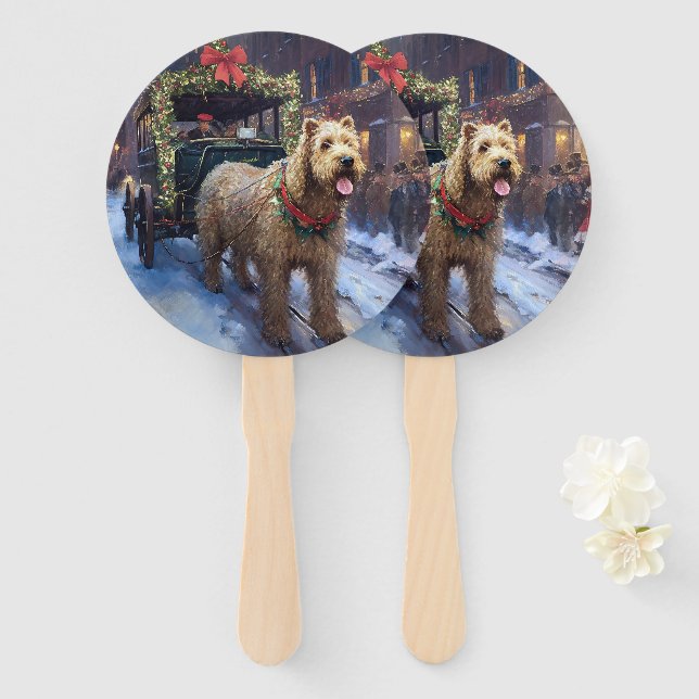 Wheaten Terrier Christmas Festive Season Hand Fan (Front and Back)