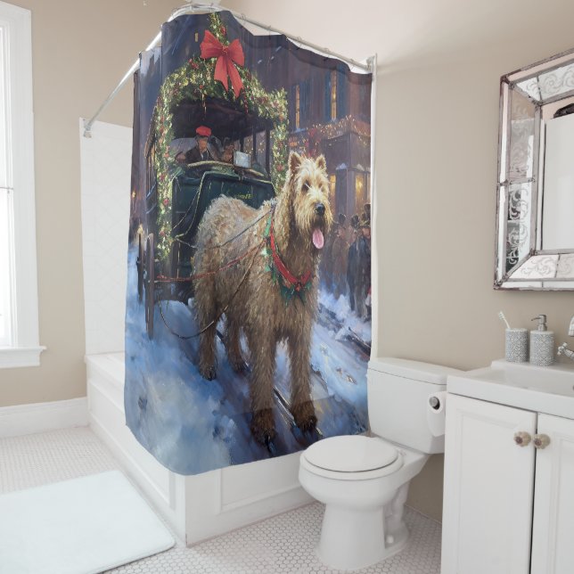 Wheaten Terrier Christmas Festive Season Shower Curtain (In Situ)