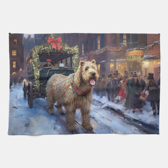 Wheaten Terrier Christmas Festive Season Tea Towel (Horizontal)