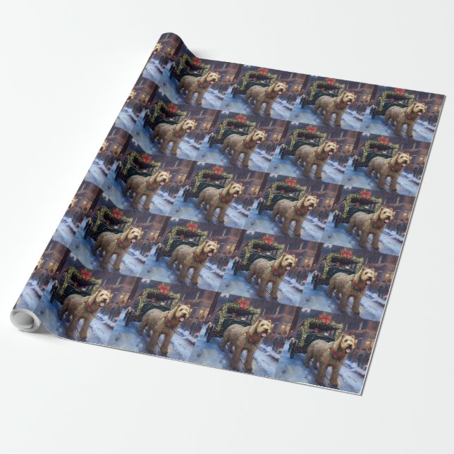 Wheaten Terrier Christmas Festive Season Wrapping Paper (Unrolled)
